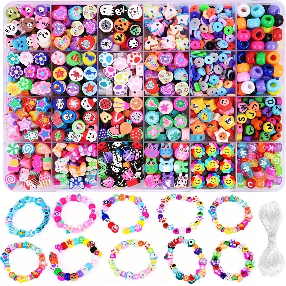 Ensemble de perles en argile polymère, 15 à 24 grilles, Kit de perles d'imitation de lettres, perles