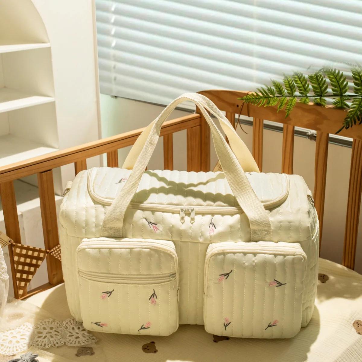Sac à langer grande capacité en coton pour femme - Sac bandoulière maternité pratique shopping