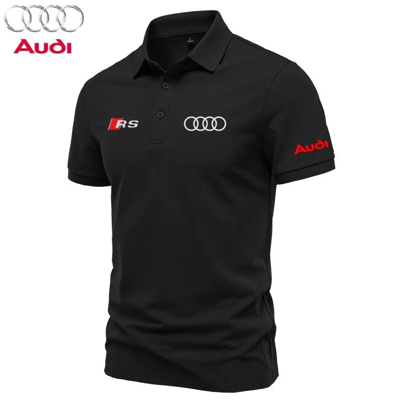 T-shirt à revers de haute qualité, chemise à manches courtes pour assistant de magasin Audi car 4S,