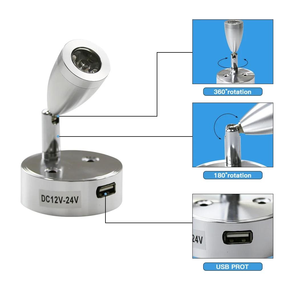 2/1 pièces DC 12-24V voiture intérieur LED lecture Spot lumière RV bateau caravane camping-car cheve