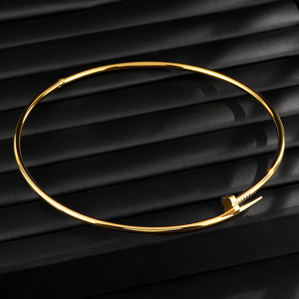 Collier ras du cou vintage en métal, chaîne lisse, bijoux gothiques pour femmes en couleur or/argent