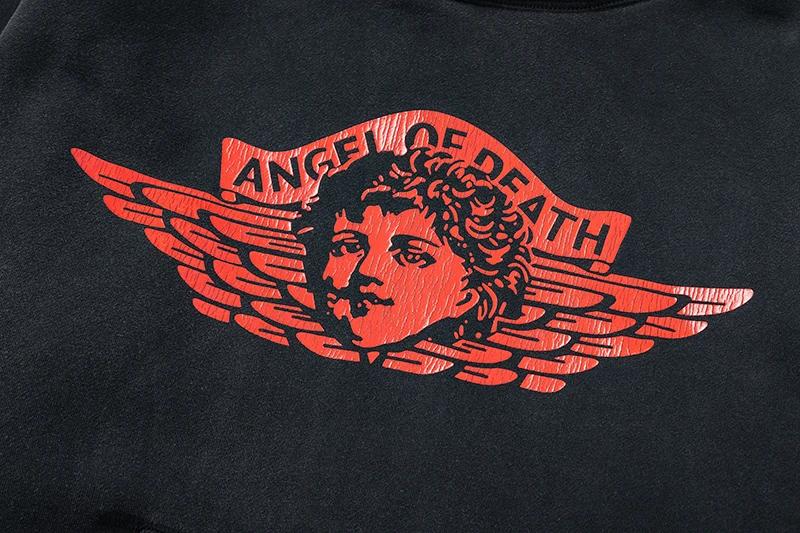 Saint sweats à capuche faire vieux motif d'ange lavé haute rue hommes femmes décontracté ample Hip-h