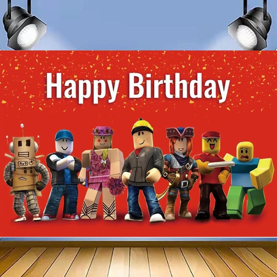 Roblox – ensemble de décoration de fête d'anniversaire, vaisselle de jeu, sac cadeau, nappe, ballon,