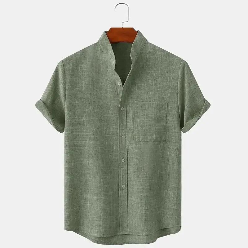 FEGKZLI Chemise en lin 100% coton à manches courtes pour hommes Chemises de plage amples surdimensio