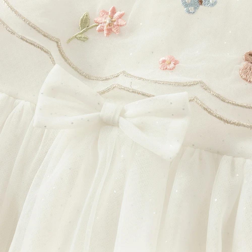 Dave Bella – robe de princesse pour petites filles, automne, manches longues, maille blanche, douce,
