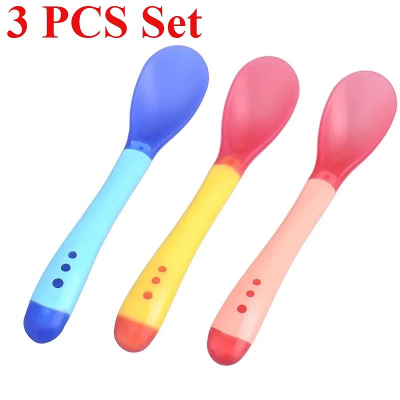Cuillère à détection de température pour bébé, 3 pièces/lot, cuillères d'alimentation pour nourrisso