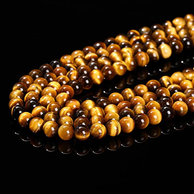 Perle en pierre œil de tigre jaune naturel, entretoise ample 4 6 8 10 12mm pour la fabrication de bi