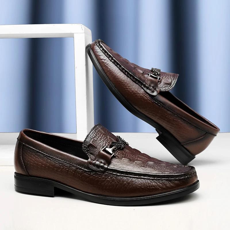 Mocassins d'été en cuir véritable pour hommes, chaussures décontractées pour adultes, chaussures de