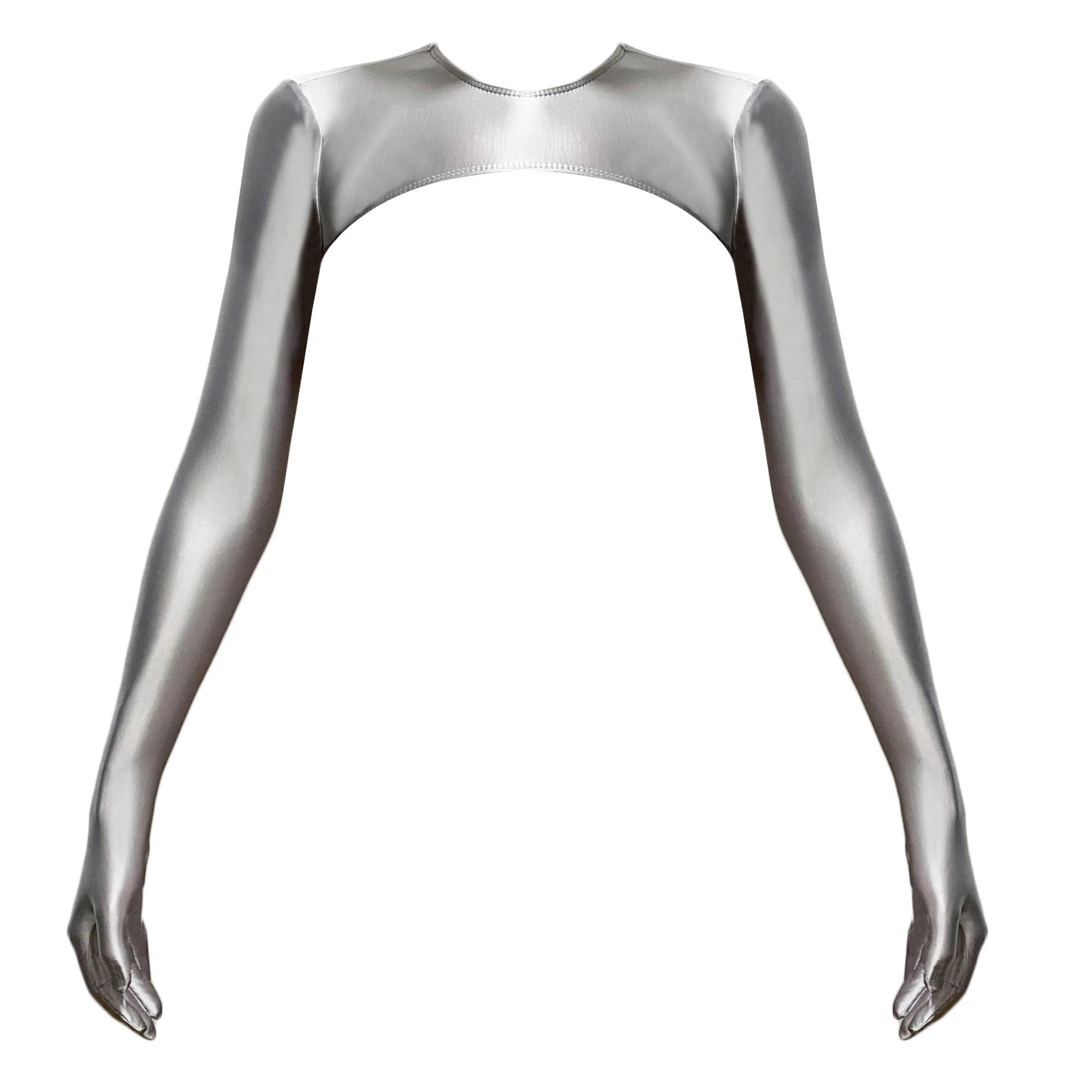 Gants ajustés en satin brillant XClocKNYoung, à manches longues, pour le yoga, les loisirs, la plage
