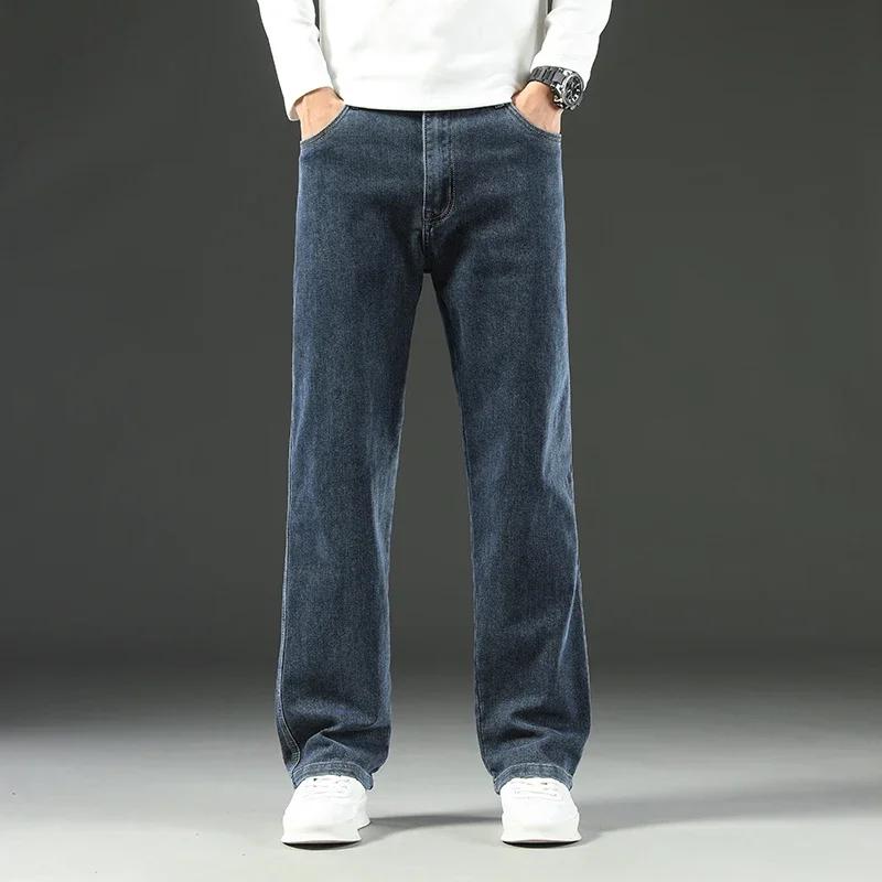 Jeans baggy droit à jambes larges pour hommes, pantalons décontractés d'affaires, vêtements de marqu
