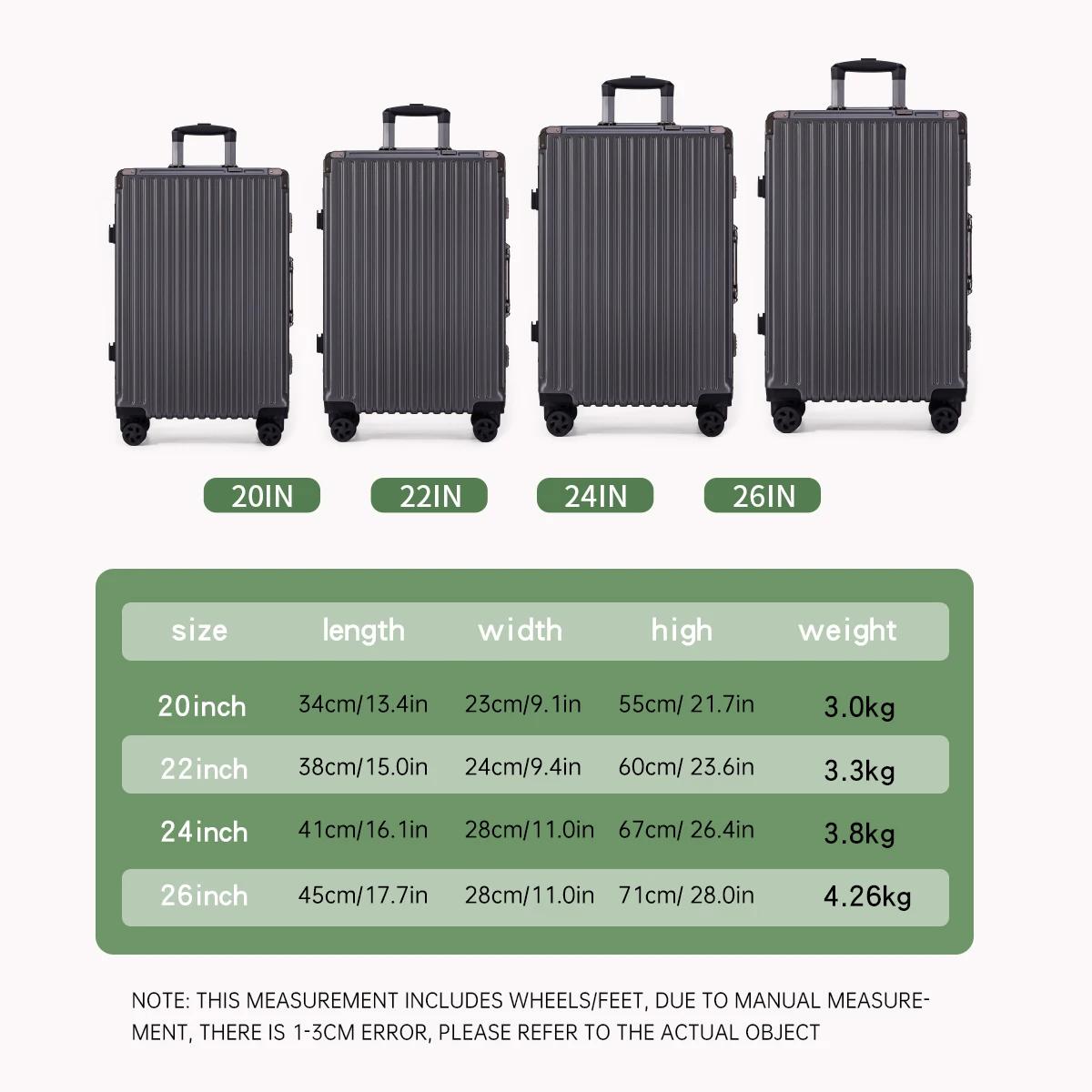 Valise à roulettes 20 24 26 28 pouces avec cadre en aluminium, valise de voyage USB à roulettes, ser