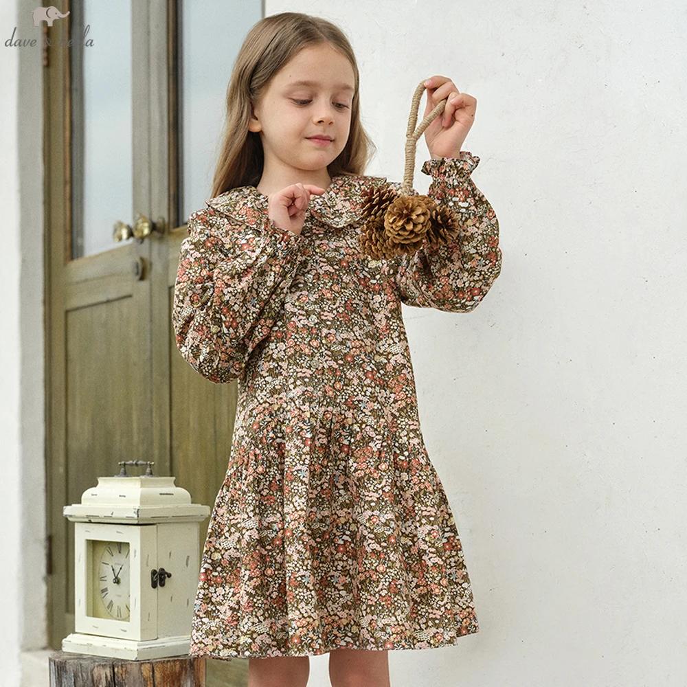 Dave Bella – robe florale d'automne pour enfants, tenue de princesse à manches longues, mignonne, vê