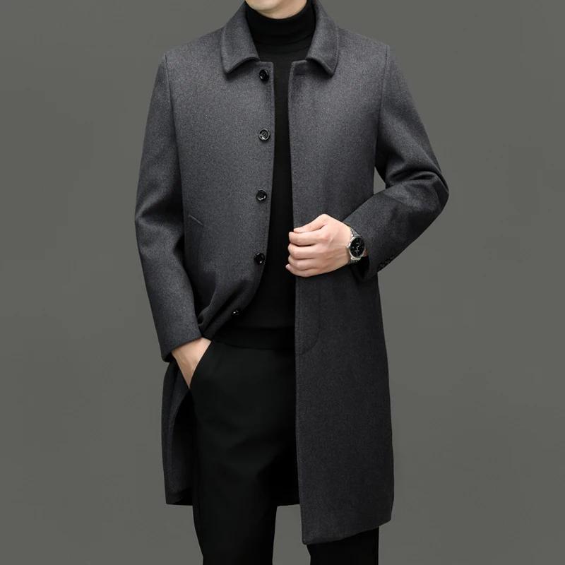 Manteaux en cachemire haut de gamme et à la mode pour hommes pour l'automne et l'hiver, vestes à rev