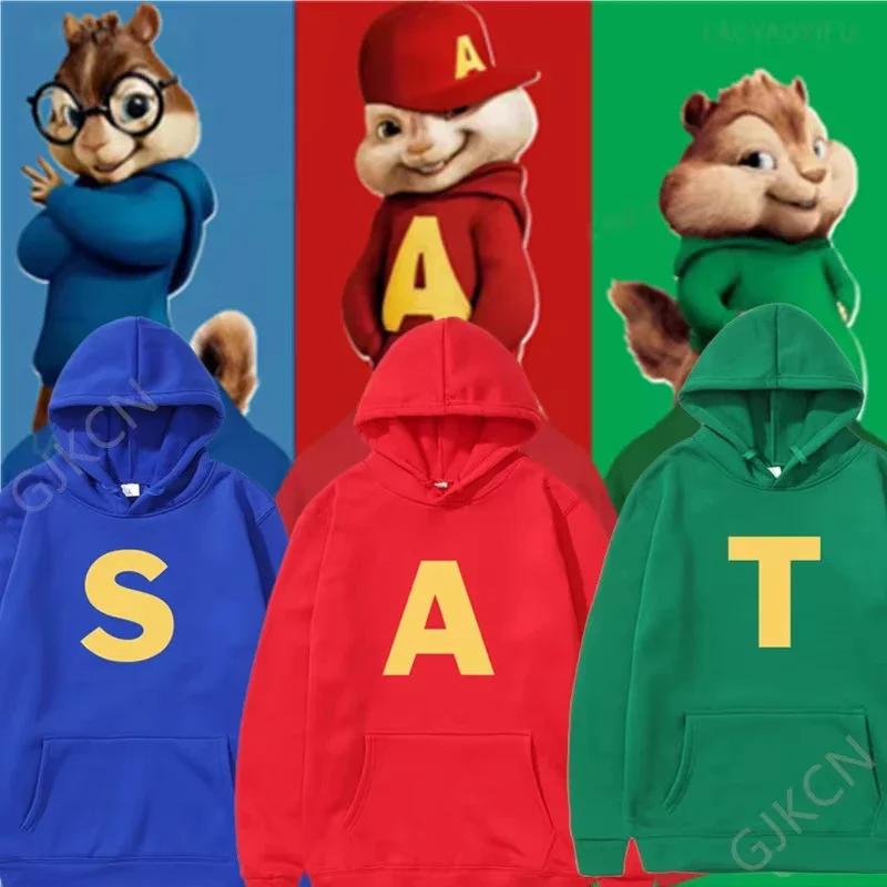 Alvin et les Chipmunks_ The Squeakquel's Pullover Femme Manfashion Sweat-shirt à épaules tombantes d