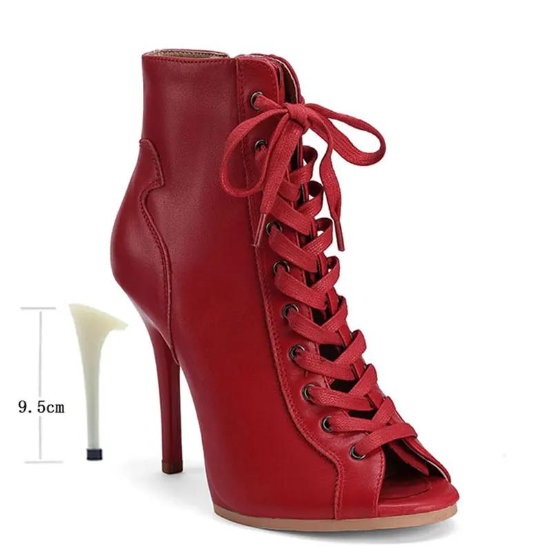 Cuir de vache Jazz danse à lacets Sexy Jazz danse spécial talons hauts sandales sangle creuse Stilet