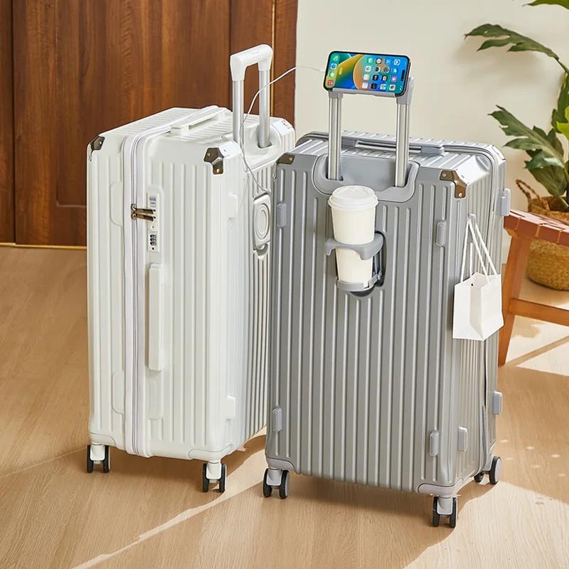 Bagage roulant de grande capacité de 20 à 26 pouces, avec porte-gobelet, sac de voyage, support de t