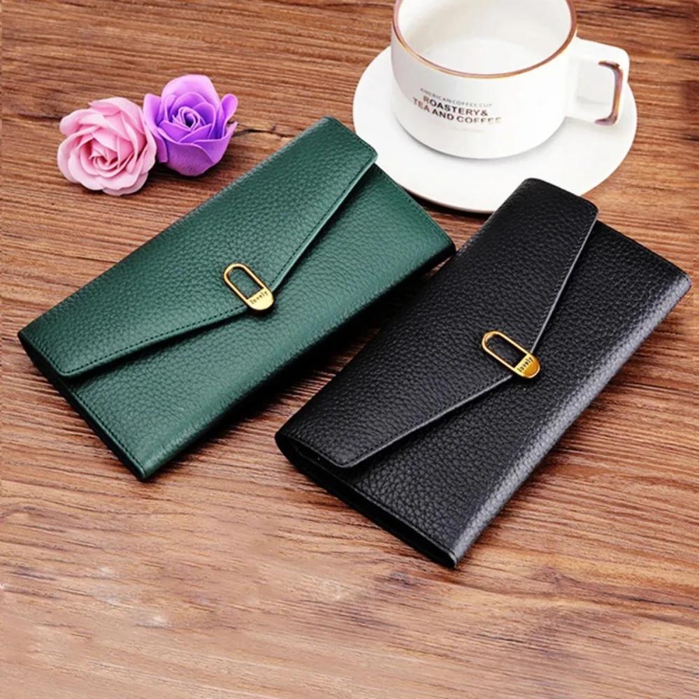 Portefeuilles longs en cuir véritable pour femmes, sacs à main de créateur de luxe, porte-cartes de