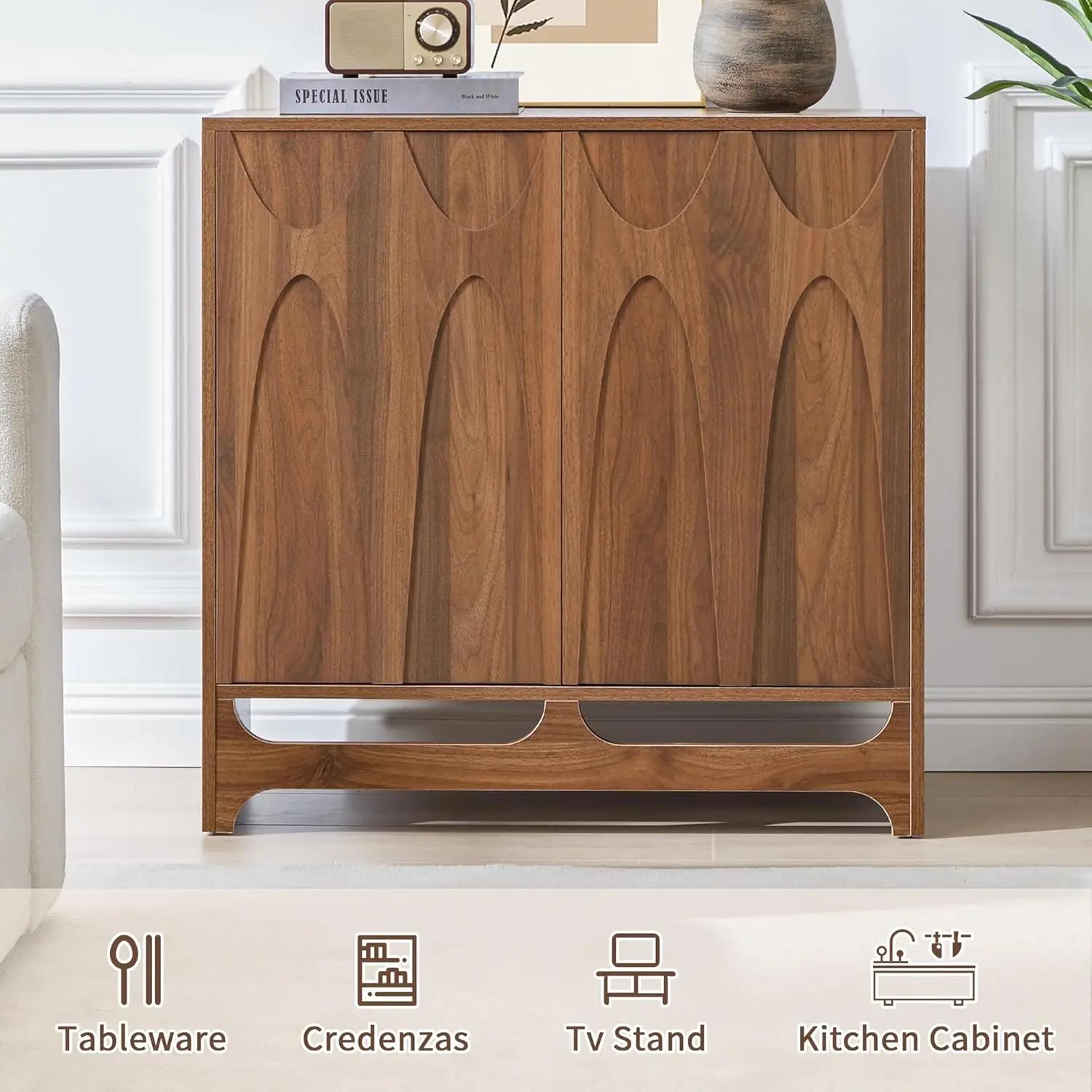 Buffet Buffet avec ensemble de rangement de 3, armoire de rangement moderne du milieu du siècle de 9