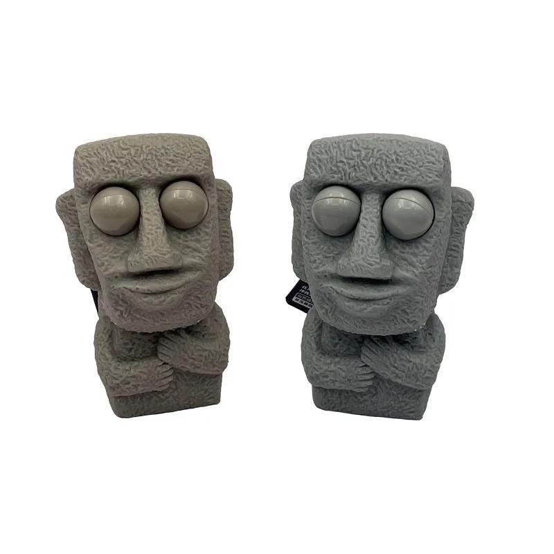 Statue Moai douce Stone Man pour enfants, libère un jouet anti-stress, rebondit lentement, yeux pres