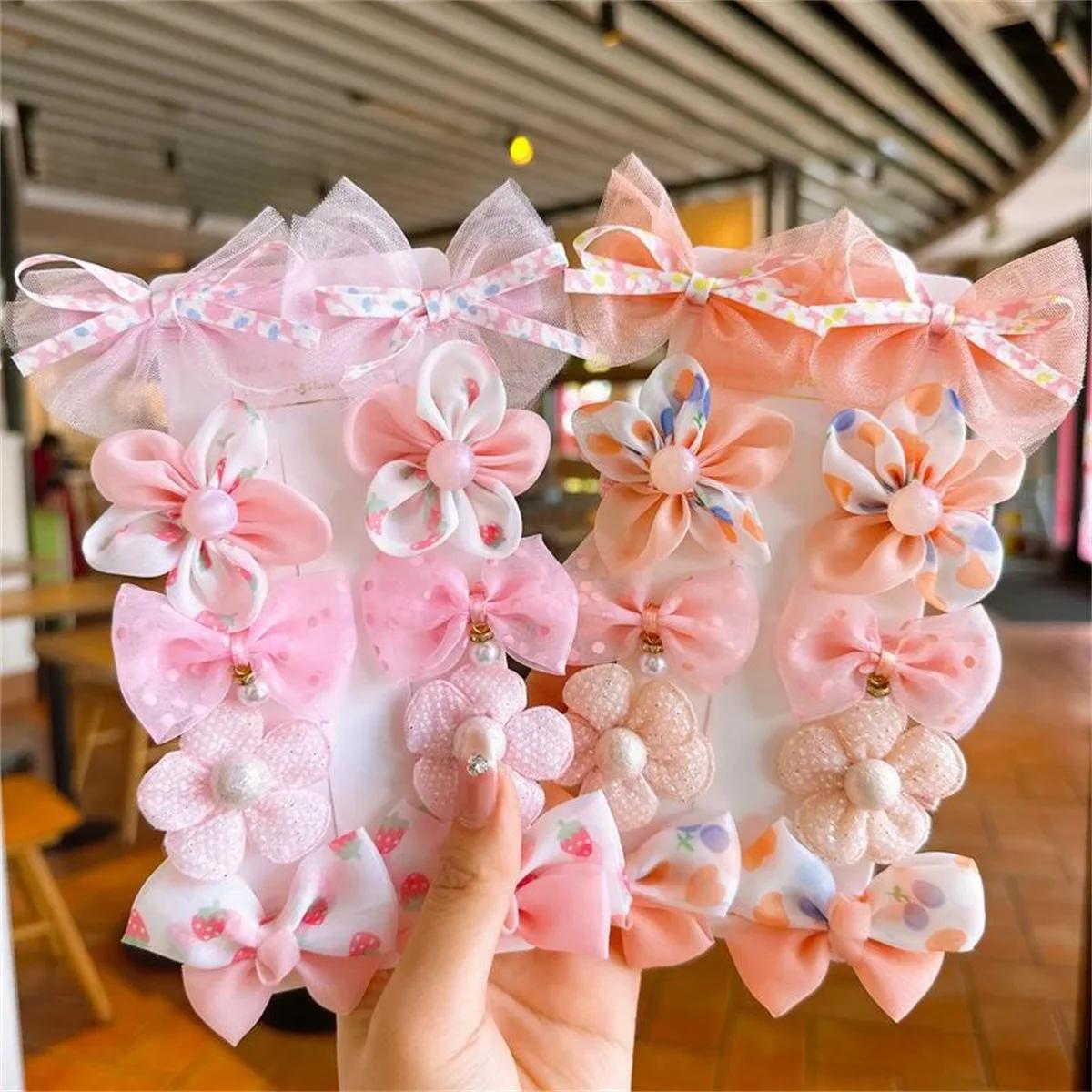 Pinces à cheveux en dentelle pour bébé, 10 pièces/ensemble, nœuds mignons, fleur, épingles à cheveux