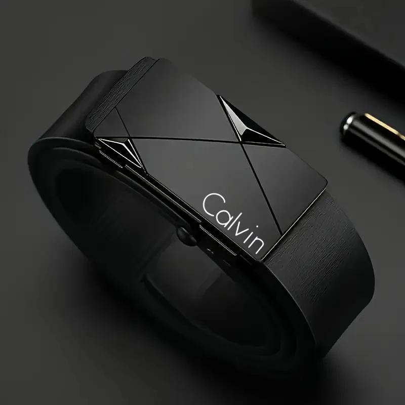 Ceinture élégante en cuir PU pour hommes – Ceintures à la mode pour la vie quotidienne, les loisirs,
