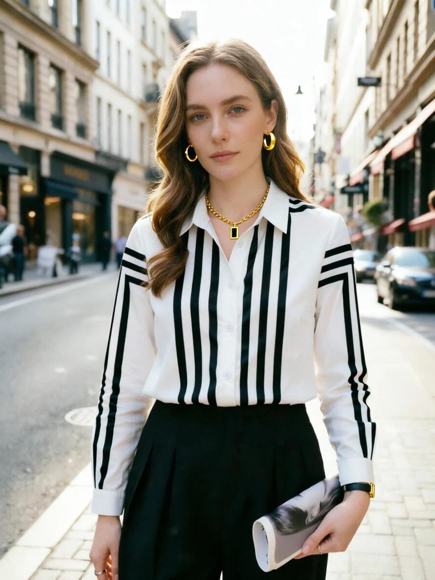 Mode impression dames chemises femmes Blouses printemps automne à manches longues dessus de chemise
