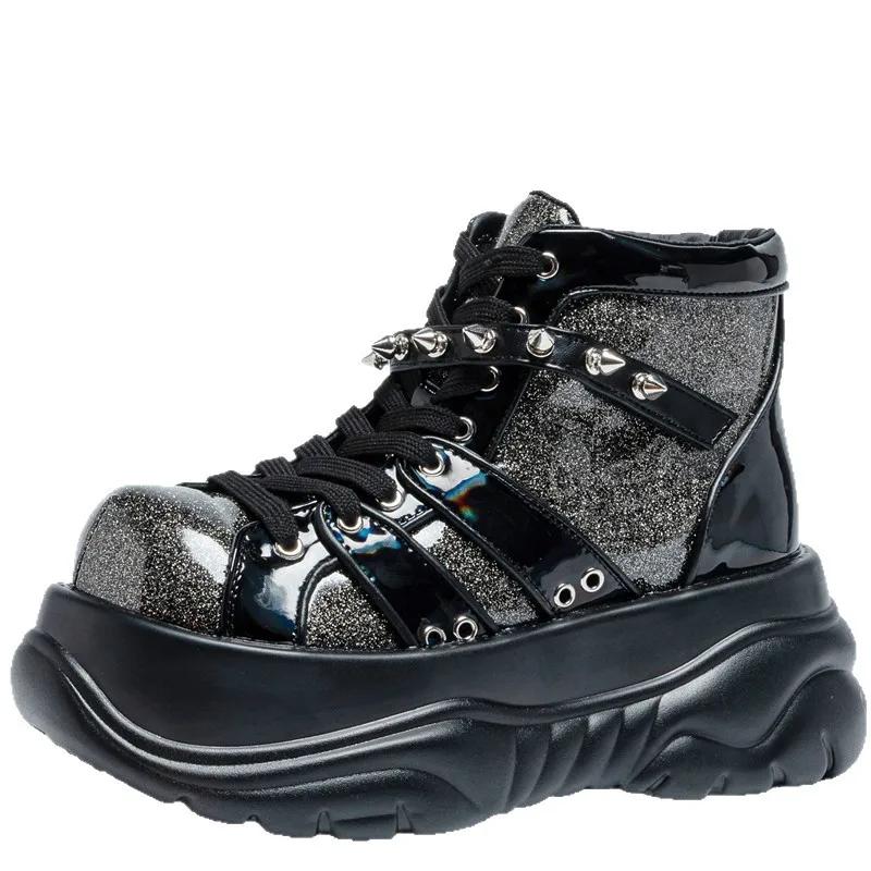 Bottes montantes à plateforme pour femmes grandes tailles 35-43, style punk, tendance subculture, mo