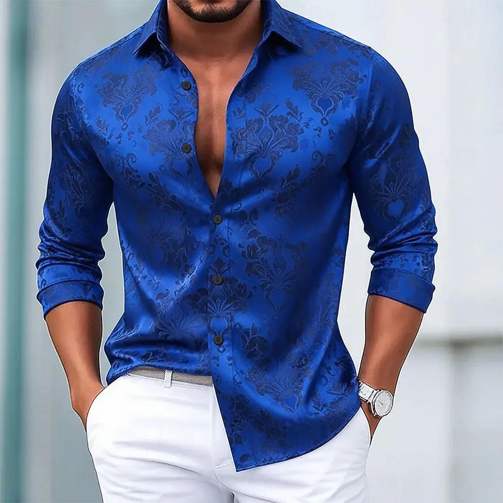 Chemise 3D à manches longues pour hommes, imprimé graphique ethnique complexe de fleurs florales, St