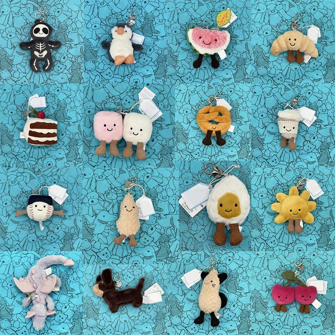 JC Hot tea bag Two tone cotton candy cute girl bag charm plush toy keychain Kawaii plush toy Limited