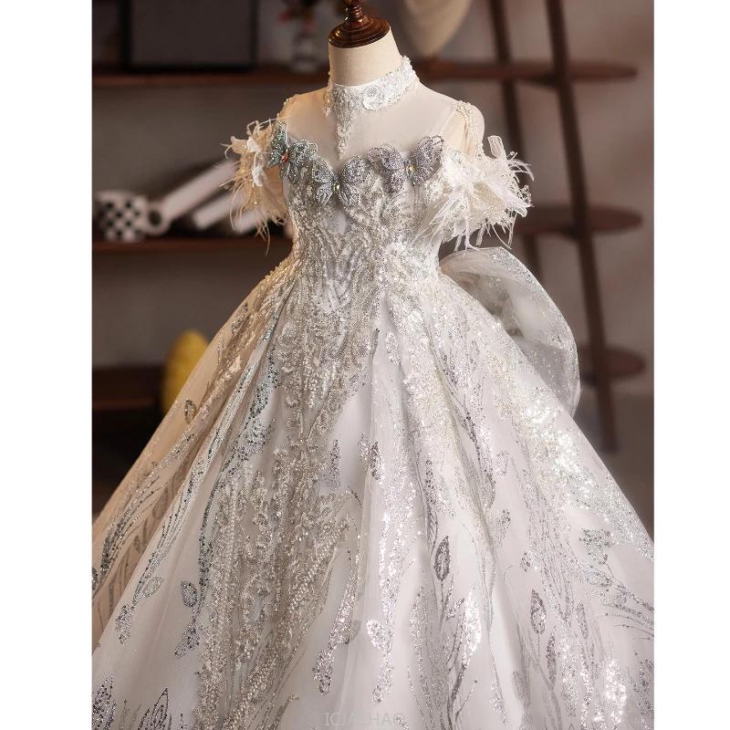 Robe longue pour enfants, Costume de princesse d'anniversaire pour filles, tenue de fête de spectacl