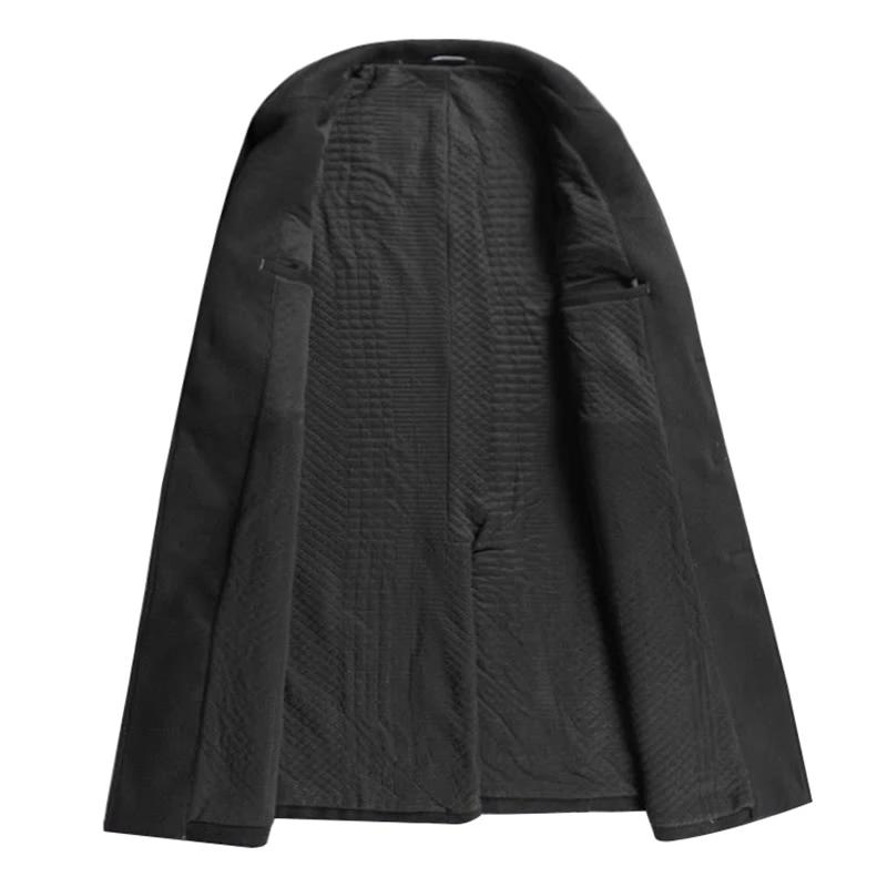 Manteau en laine pour hommes, Trench-Coat Long en coton épais au dessus du genou, de haute qualité,