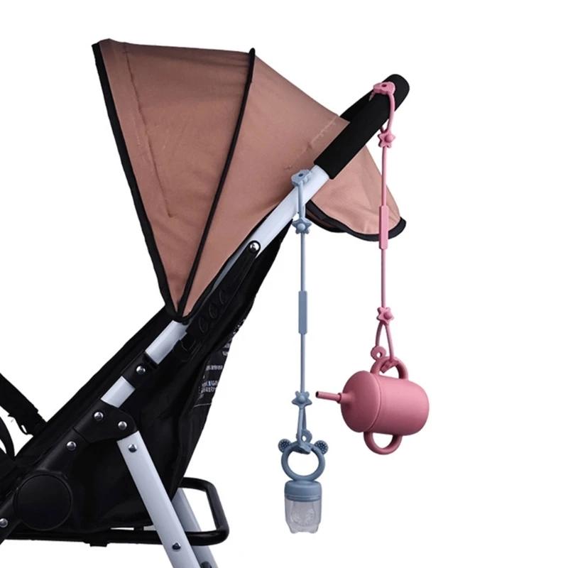 Chaîne sucette pour bébé avec sangles sécurité, support en Silicone, accessoire poussette chaise hau