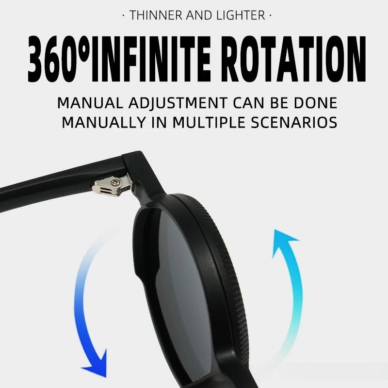 360 ° Lunettes de soleil rotatives réglables, monture ronde, polarisées, pour l'extérieur, résista