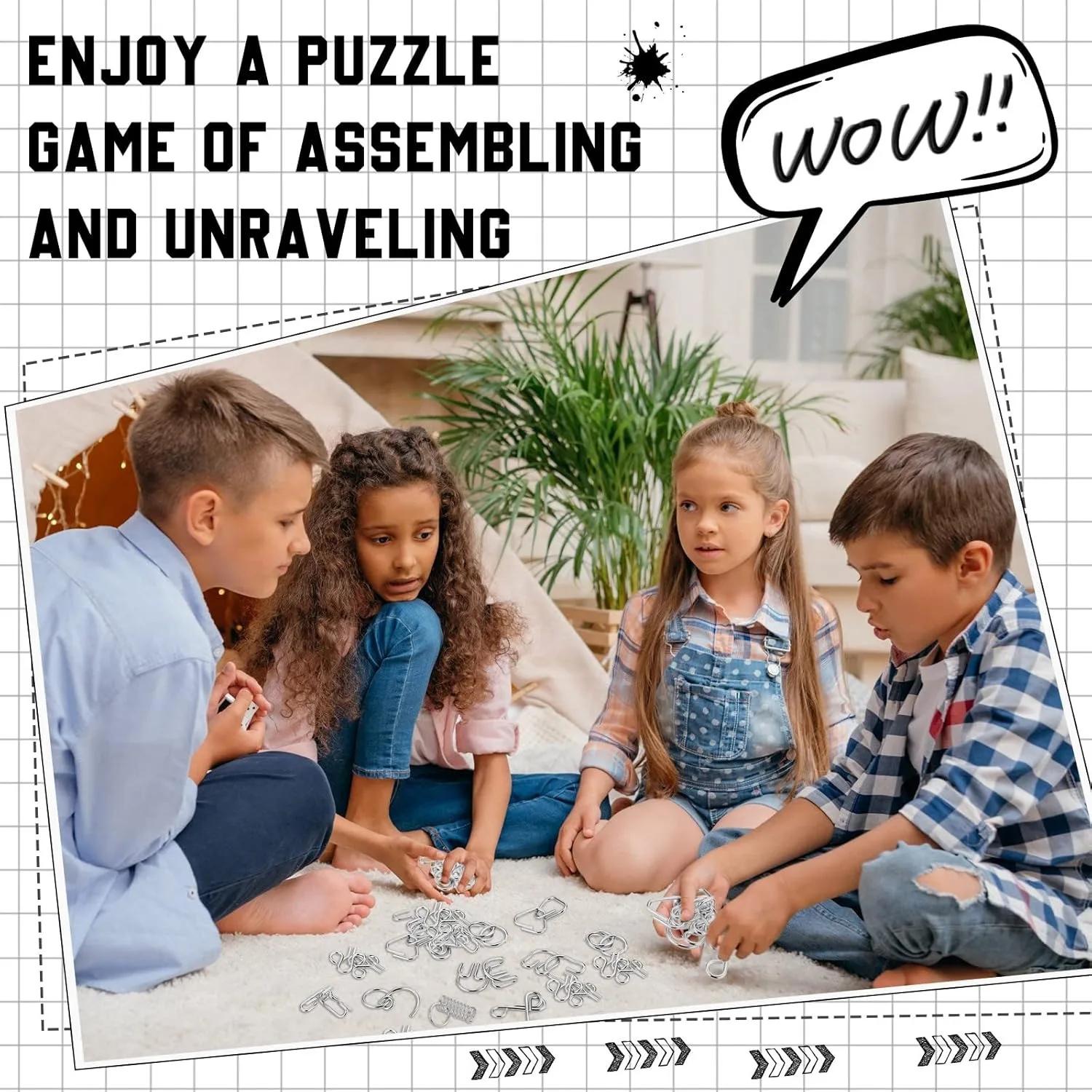Ensemble de Puzzle en fil métallique, casse-tête, Test de qi, démêlant, lien en fer, déverrouillage,