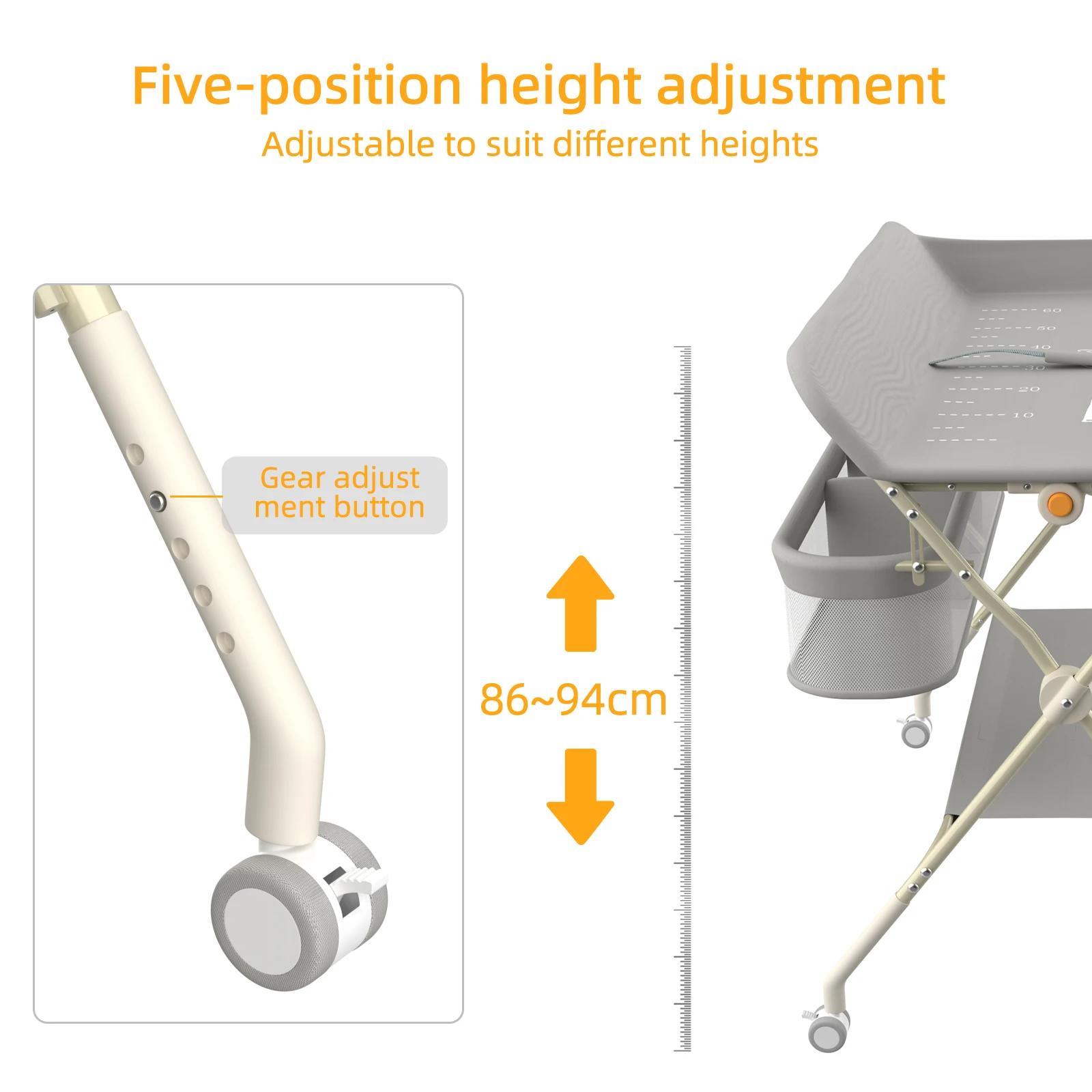 Table à Langer Pliable et Portable, Table à Langer Bébé Charge 11KG, avec Bassin d'Eau Panier de Ran