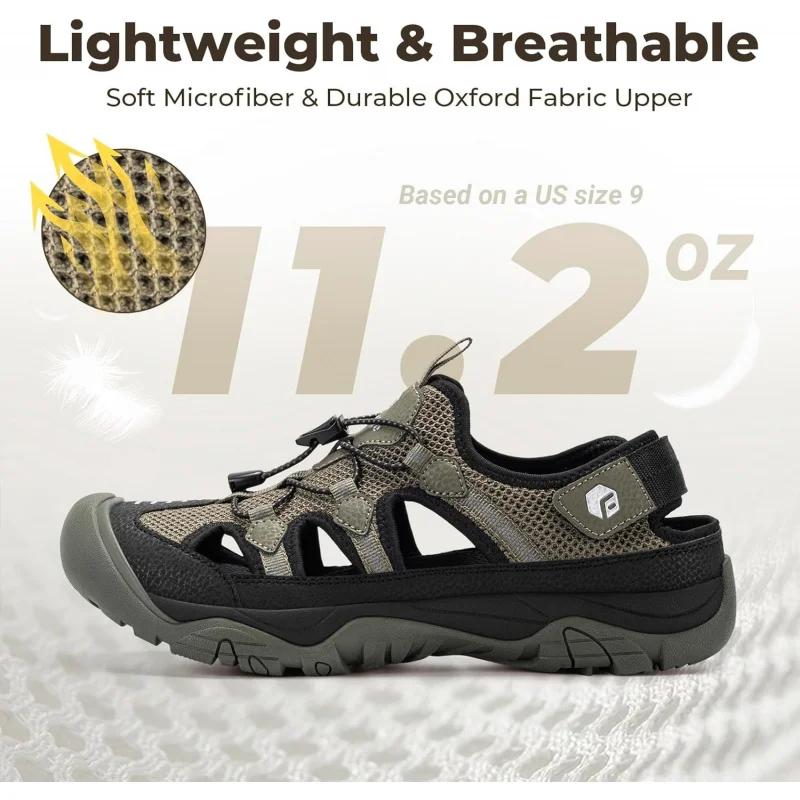 FitVille Sandales pour hommes à largeur large, à bout fermé, pour la randonnée et la natation, avec