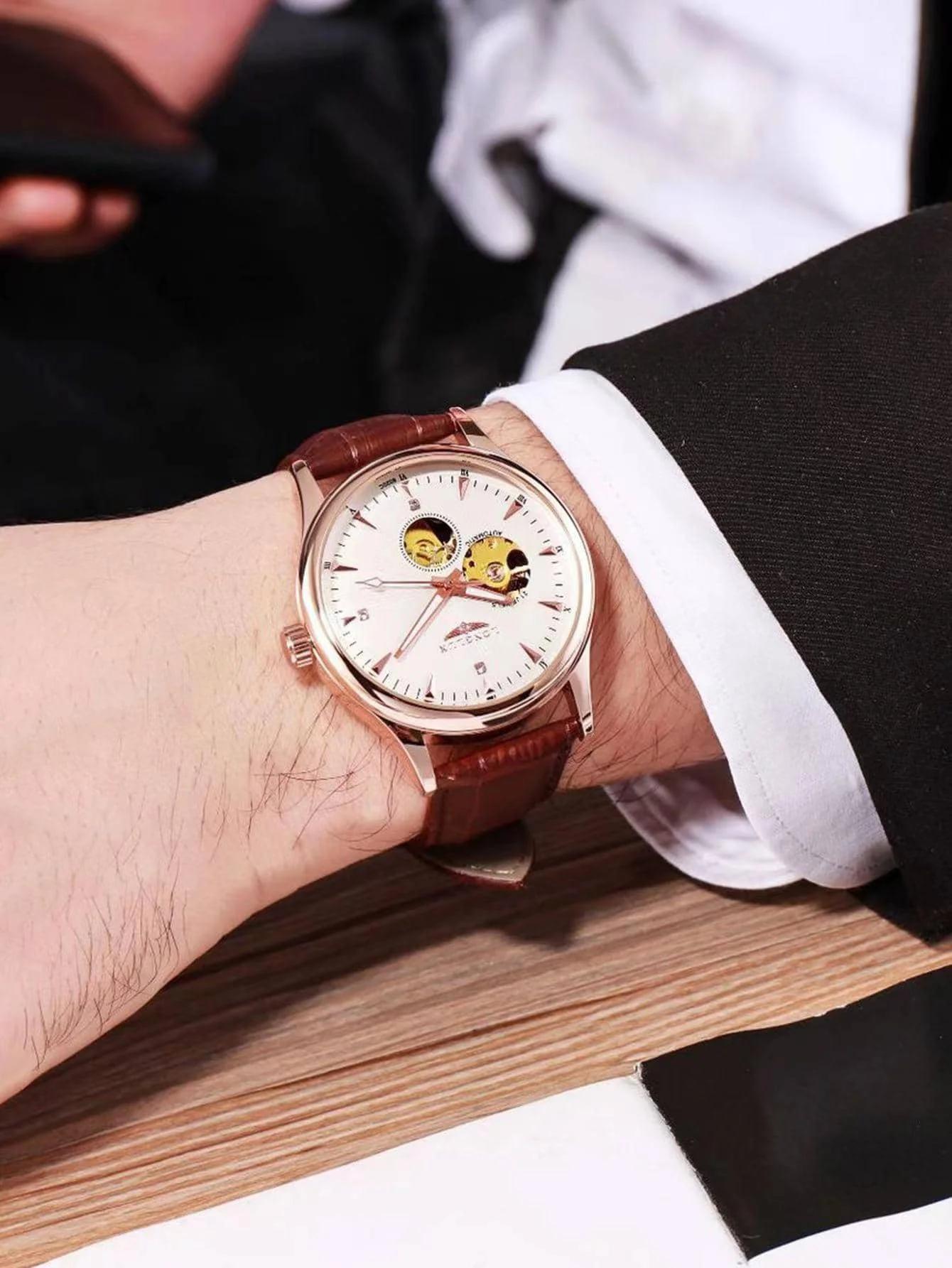 LONGLUX montre automatique style élégant en gros montres mécaniques squelette rome étanche montre po