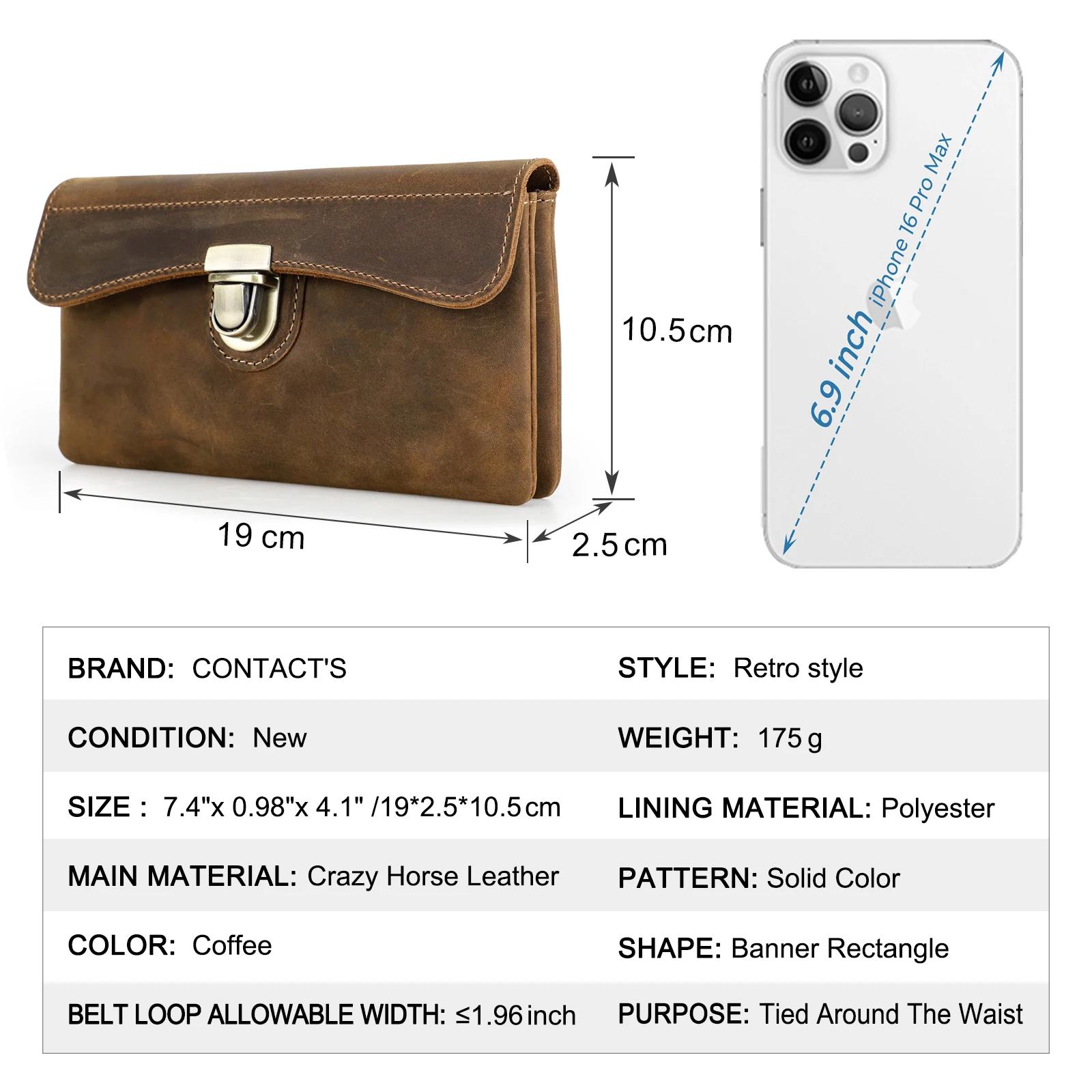 Sacs de ceinture pour hommes en cuir véritable CONTACT'S, sacs de taille de haute qualité, sacs bana