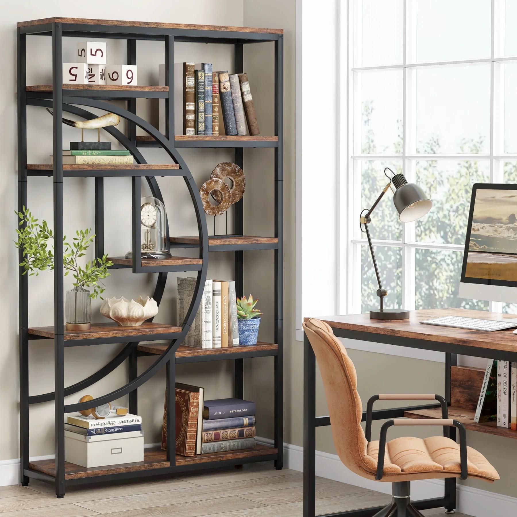Tribesigns Bibliothèque industrielle Etagere à 5 niveaux, étagères hautes autoportantes, présentoir,