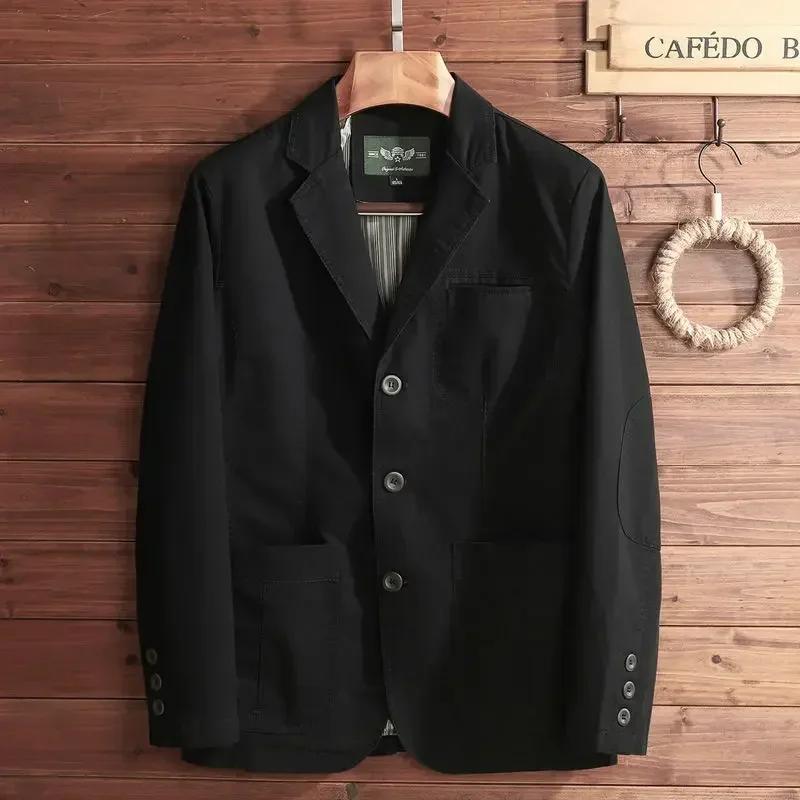 Blazer en pur coton grande taille pour homme, style italien élégant, coupe décontractée ajustée, tro