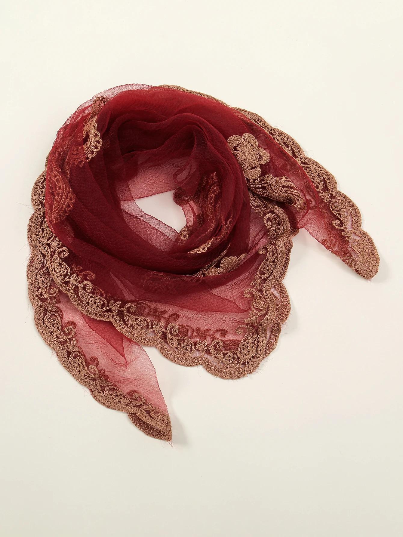Foulard carré Bandana brodé en dentelle Paisley pour femmes, élégant, respirant, en soie, protection