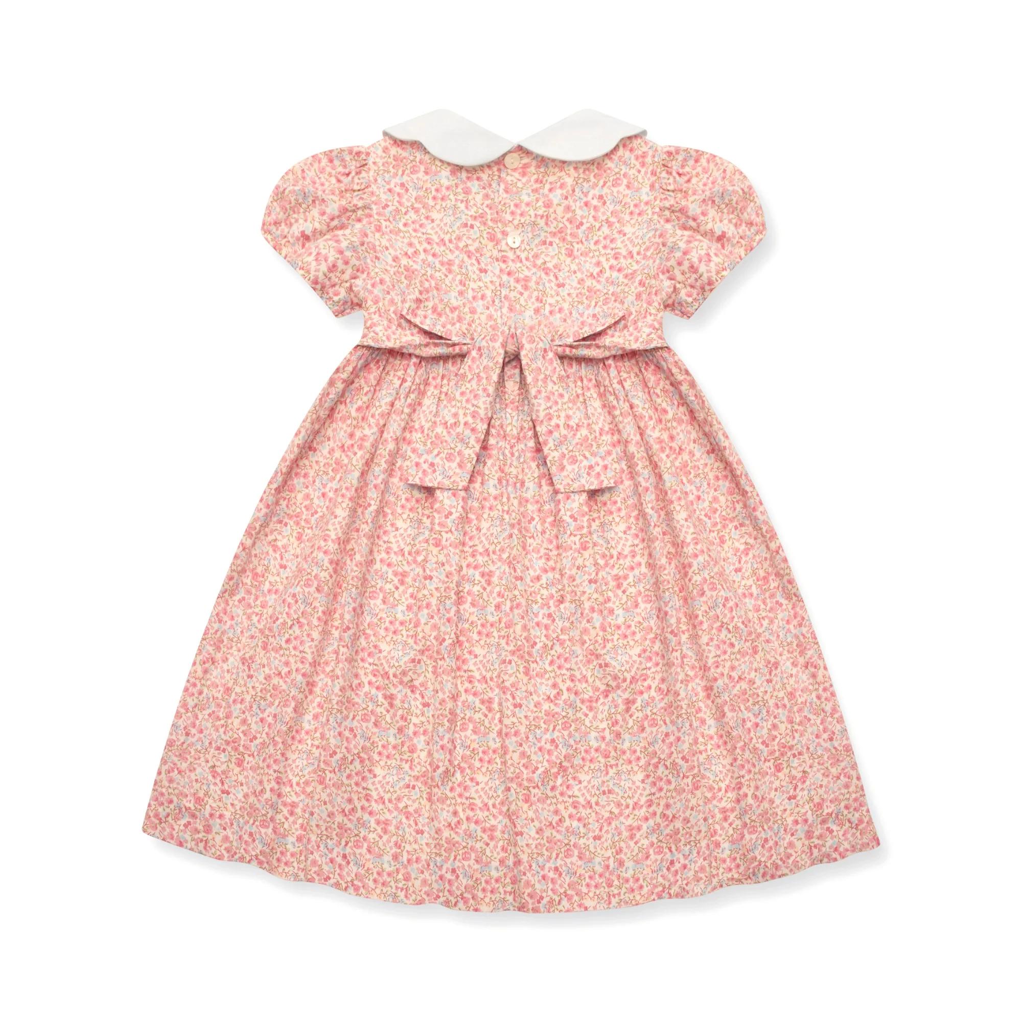 Robe pour fille à imprimé floral haut de gamme, smockée à la main, boutique de mode, vêtements pour