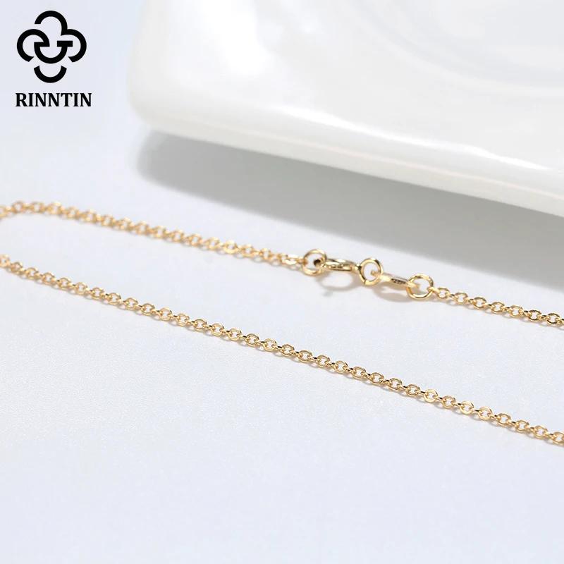 Rinntin 18K or 925 en argent Sterling mode câble lien chaînes collier pour femmes mince cou chaîne a