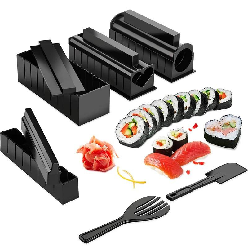 LMETJMA 10 pièces Kit de fabrication de Sushi bricolage moule à Sushi presse avec Sushi rouleau de r