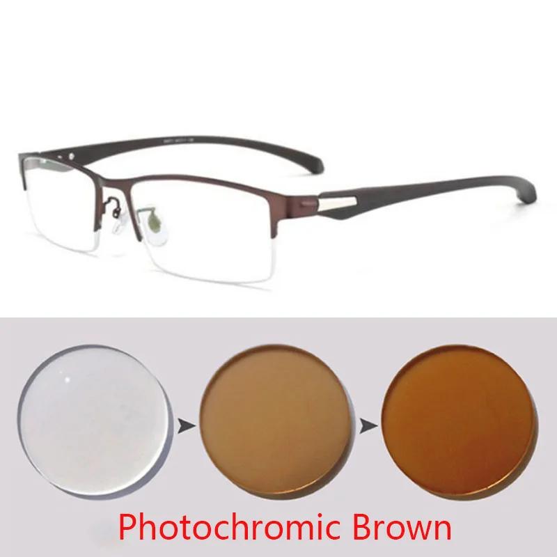 Lunettes de myopie photochromiques à demi-monture en métal pour hommes et femmes, lunettes caméléon