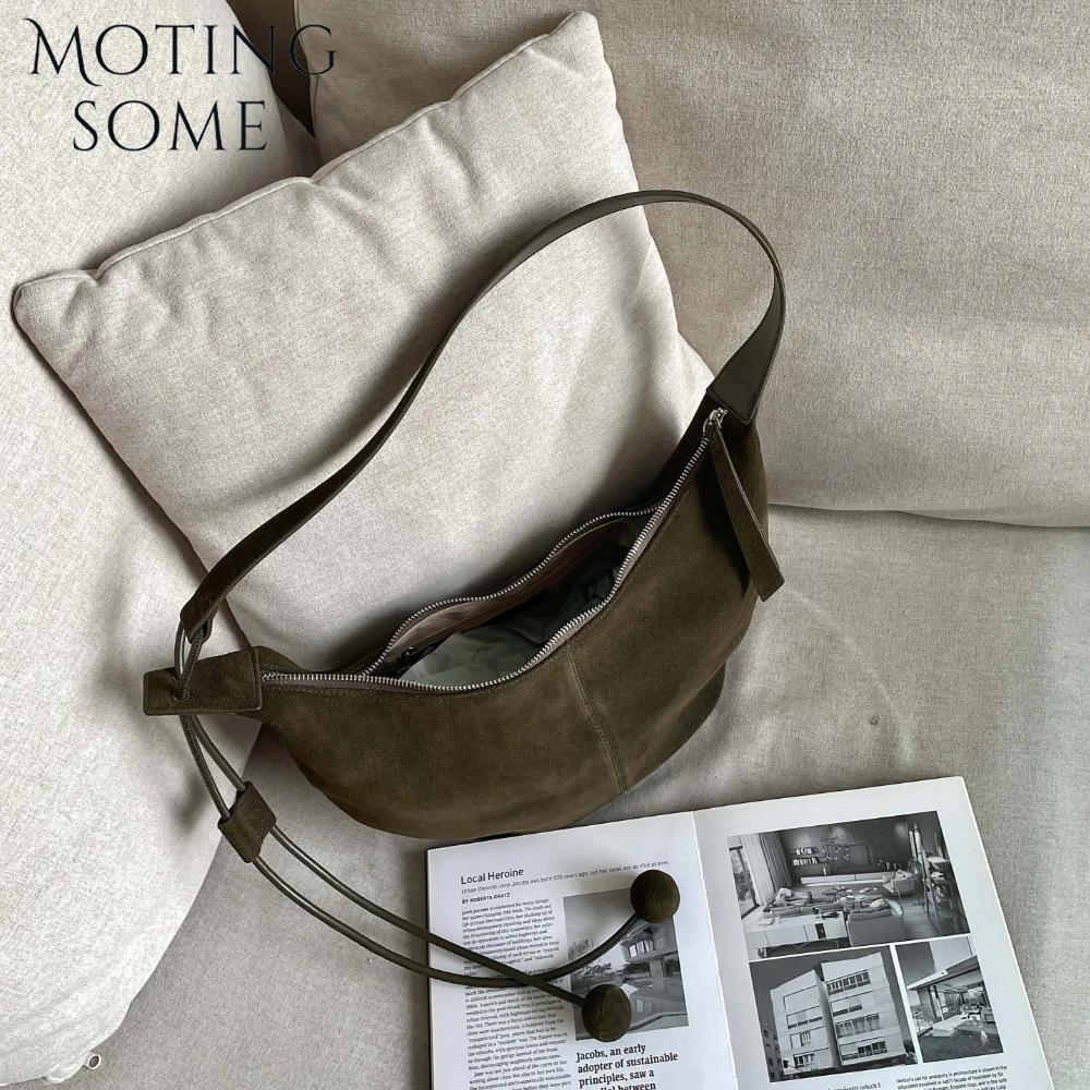 Motingsome sacs de selle en daim naturel en cuir véritable sacs de luxe pour femmes sac à bandoulièr