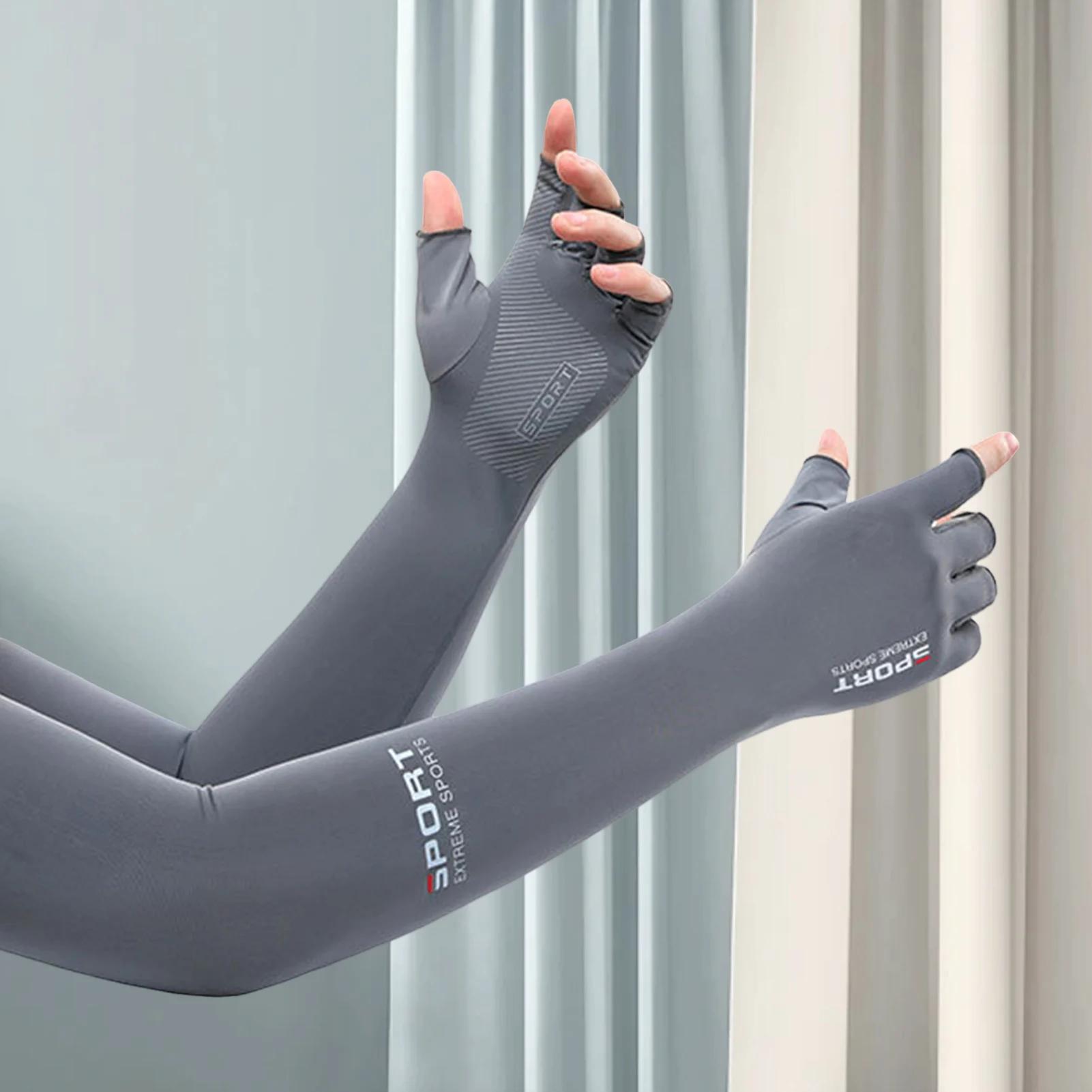 Refroidissement anti-UV d'été Manchons de bras en soie glacée, couverture extensible et respirante