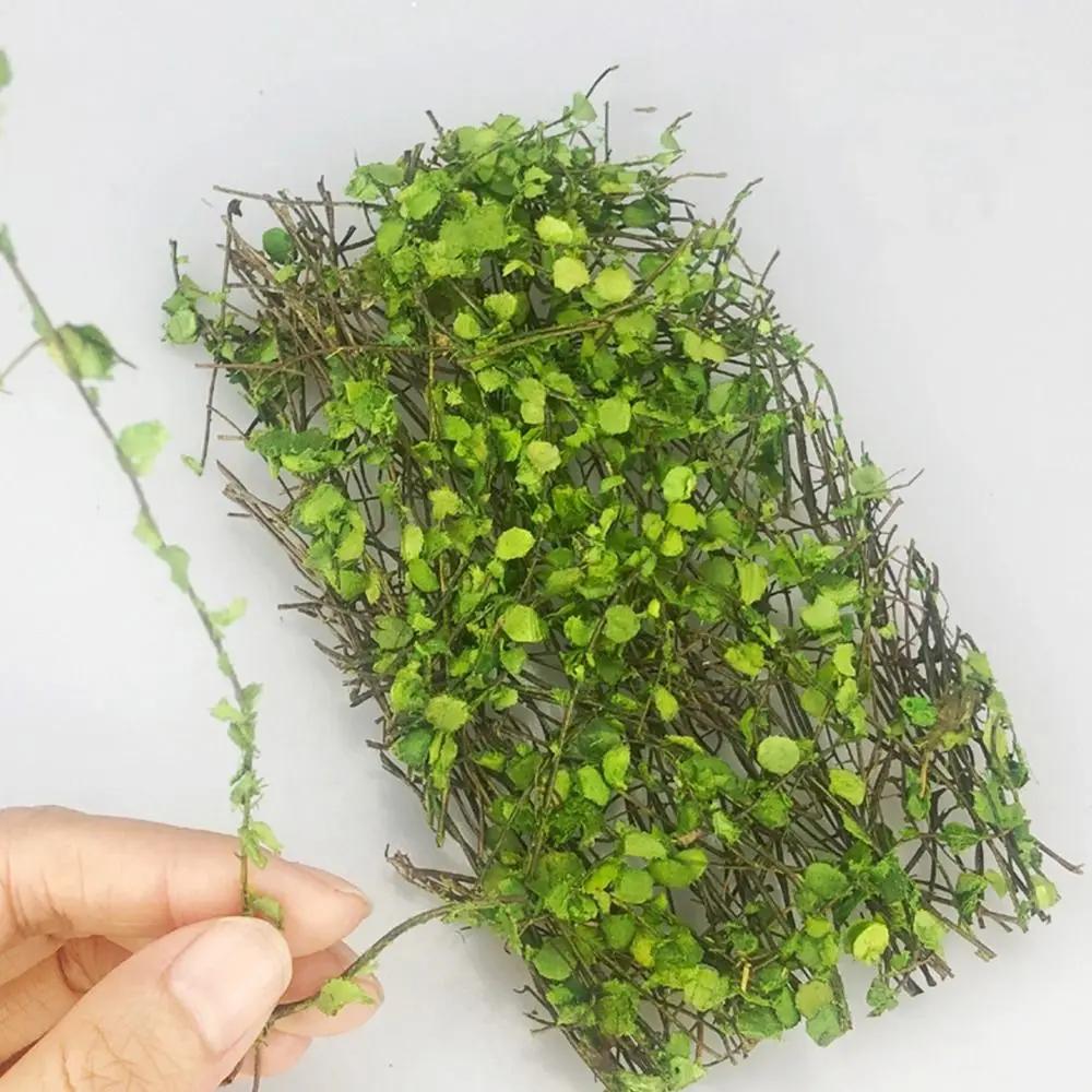 Simulation de feuilles de rotin miniatures, plantes grimpantes, table de sable, végétation, scène de