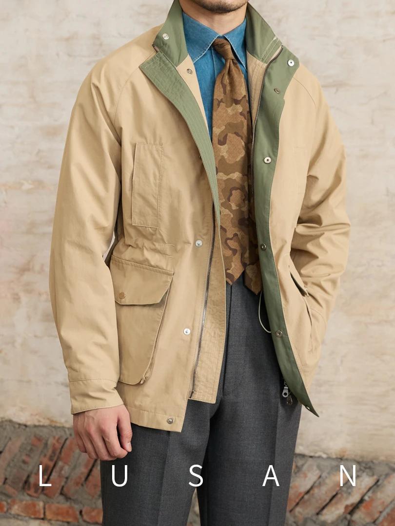 Gentry multi-poches cordon taille rétro veste de chasse M65 col décontracté veste à la mode hommes