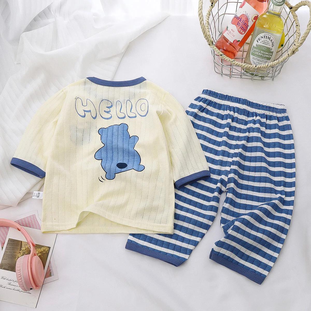 Ensemble pyjama en coton pour bébé, manches longues, vêtements de nuit pour bébé, dessin animé, vête